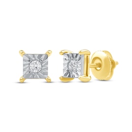 0.10 CT. T.W. Certified Lab-Created Diamond Miracle Square Frame Solitaire Stud Earrings in 10K Gold (F/SI2)