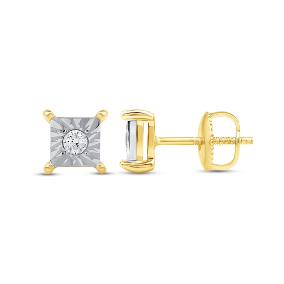 CT. T.W. Certified Lab-Created Diamond Miracle Square Frame Solitaire Stud Earrings in 10K Gold (F/SI2