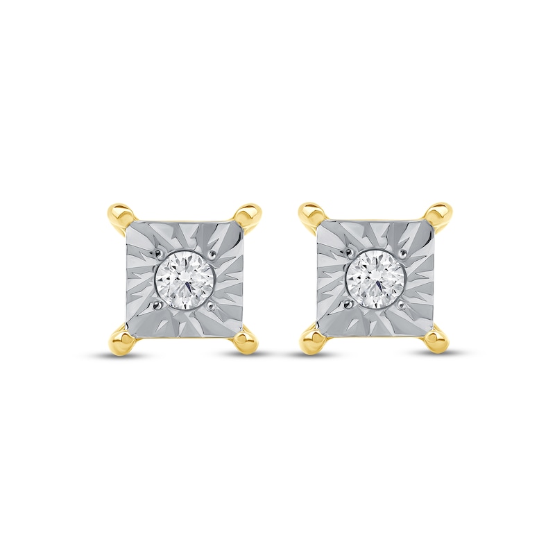 CT. T.W. Certified Lab-Created Diamond Miracle Square Frame Solitaire Stud Earrings in 10K Gold (F/SI2