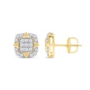 0.33 CT. T.W. Cushion-Shaped Multi-Diamond Compass Points Frame Stud Earrings in 10K Gold