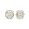 0.33 CT. T.W. Cushion-Shaped Multi-Diamond Compass Points Frame Stud Earrings in 10K Gold