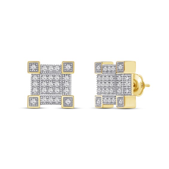 0.40 CT. T.W. Square Multi-Diamond Frame Stud Earrings in 10K Gold