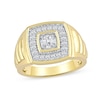 0.75 CT. T.W. Canadian Certified Diamond Cushion-Shaped Frame Ribbed Shank Ring in 14K Gold (I/I2)