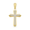 0.50 CT. T.W. Diamond Bevelled Edged Cross Necklace Charm in 10K Gold