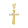 0.50 CT. T.W. Diamond Bevelled Edged Cross Necklace Charm in 10K Gold