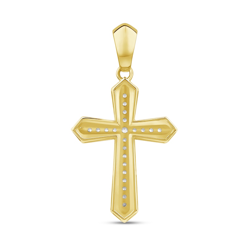 0.50 CT. T.W. Diamond Bevelled Edged Cross Necklace Charm in 10K Gold