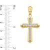 0.50 CT. T.W. Diamond Bevelled Edged Cross Necklace Charm in 10K Gold