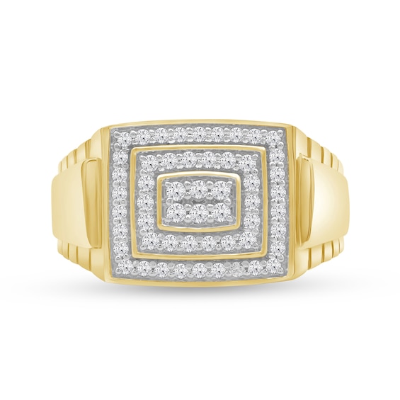 0.50 CT. T.W. Rectangle Multi-Diamond Double Frame Ring in 10K Gold