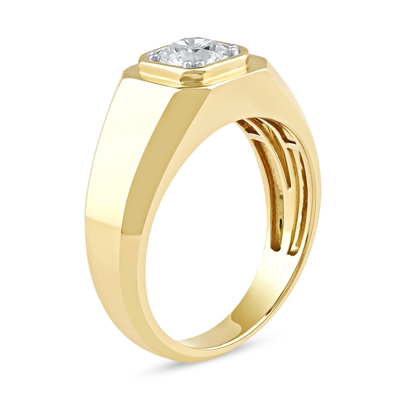 Main Image 2 of 1.00 CT. Canadian Certified Diamond Solitaire Cushion Frame Octagon-Top Ring in 14K Gold (I/I2)