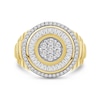 1.33 CT. T.W. Certified Lab-Created Multi-Diamond Double Frame Ribbed Shank Ring in 10K Gold (F/SI2)