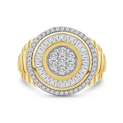 1.33 CT. T.W. Certified Lab-Created Multi-Diamond Double Frame Ribbed Shank Ring in 10K Gold (F/SI2)