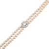 5.0-6.0mm Freshwater Cultured Pearl and White Lab-Created Sapphire Double Strand Bracelet in Sterling Silver - 7.5”