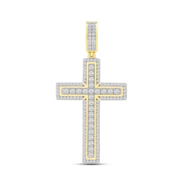 2.00 CT. T.W. Certified Lab-Created Diamond Frame Cross Necklace Charm in 10K Gold (F/SI2)