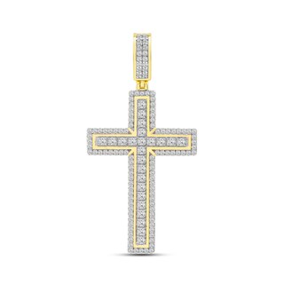 CT. T.W. Certified Lab-Created Diamond Frame Cross Necklace Charm in 10K Gold (F/SI2