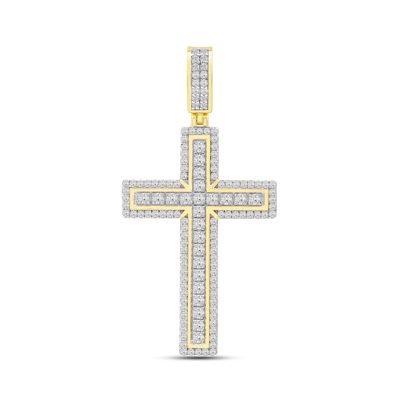 CT. T.W. Certified Lab-Created Diamond Frame Cross Necklace Charm in 10K Gold (F/SI2