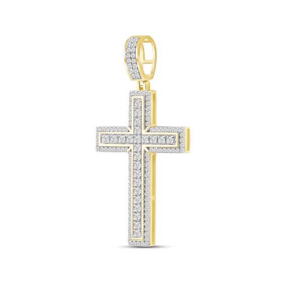 CT. T.W. Certified Lab-Created Diamond Frame Cross Necklace Charm in 10K Gold (F/SI2