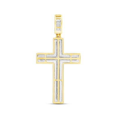 CT. T.W. Certified Lab-Created Diamond Frame Cross Necklace Charm in 10K Gold (F/SI2