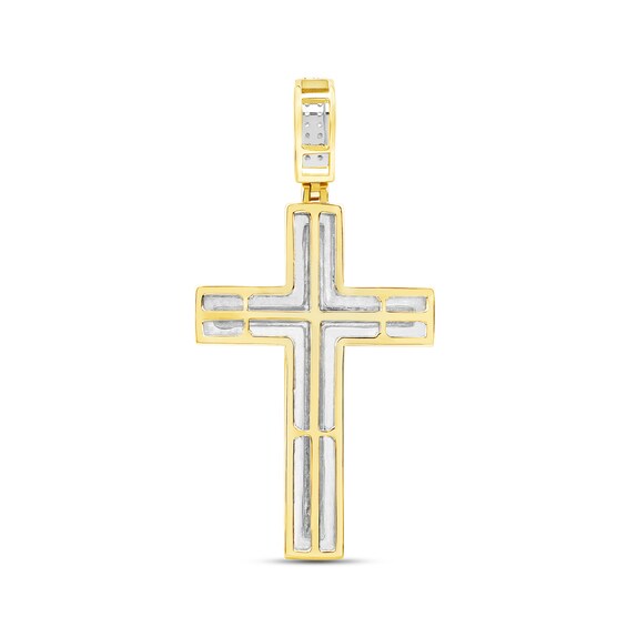 CT. T.W. Certified Lab-Created Diamond Frame Cross Necklace Charm in 10K Gold (F/SI2