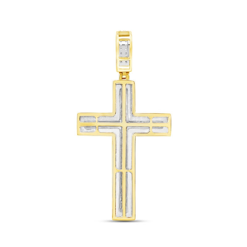 CT. T.W. Certified Lab-Created Diamond Frame Cross Necklace Charm in 10K Gold (F/SI2