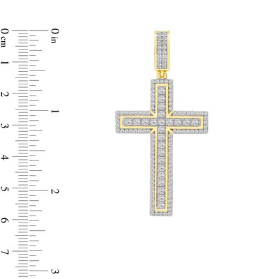 CT. T.W. Certified Lab-Created Diamond Frame Cross Necklace Charm in 10K Gold (F/SI2