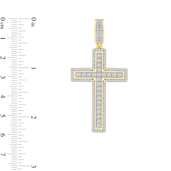 CT. T.W. Certified Lab-Created Diamond Frame Cross Necklace Charm in 10K Gold (F/SI2