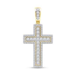 1.50 CT. T.W. Certified Lab-Created Diamond Frame Cross Necklace Charm in 10K Gold (F/SI2)