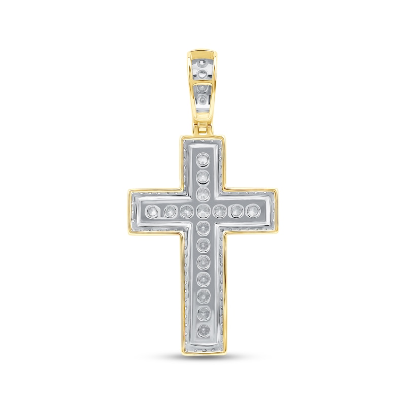 Main Image 3 of 1.50 CT. T.W. Certified Lab-Created Diamond Frame Cross Necklace Charm in 10K Gold (F/SI2)