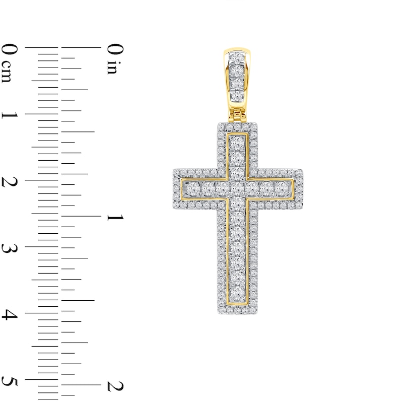 Main Image 4 of 1.50 CT. T.W. Certified Lab-Created Diamond Frame Cross Necklace Charm in 10K Gold (F/SI2)