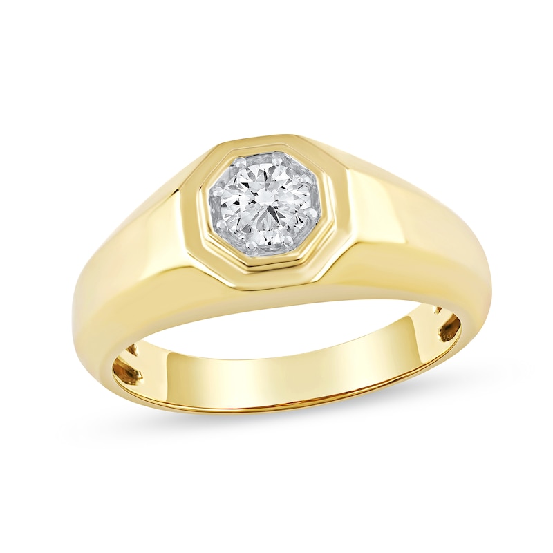 0.50 CT. Canadian Certified Diamond Solitaire Octagon-Top Ring in 14K Gold (I/I2)