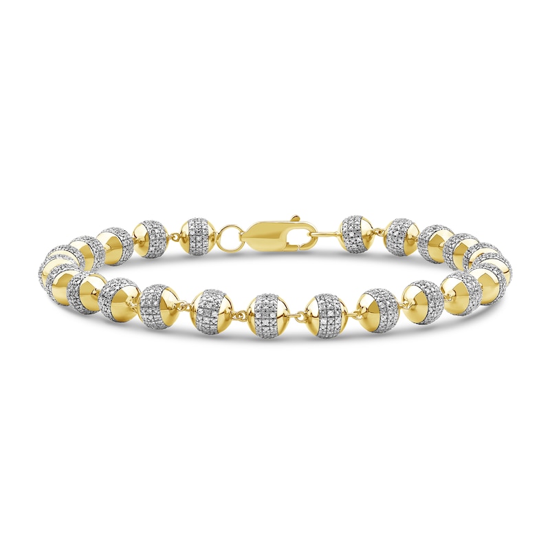 Main Image 1 of 2.00 CT. T.W. Diamond Bead Bracelet in 10K Gold - 8.5”