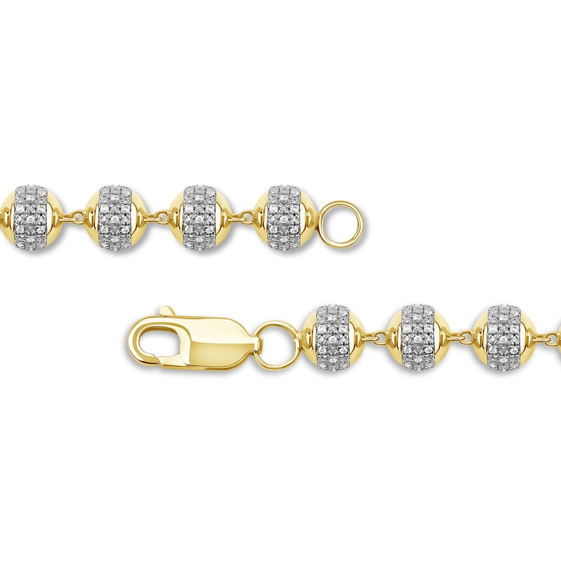 Main Image 2 of 2.00 CT. T.W. Diamond Bead Bracelet in 10K Gold - 8.5”