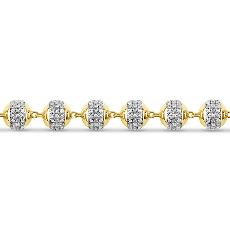 Main Image 3 of 2.00 CT. T.W. Diamond Bead Bracelet in 10K Gold - 8.5”