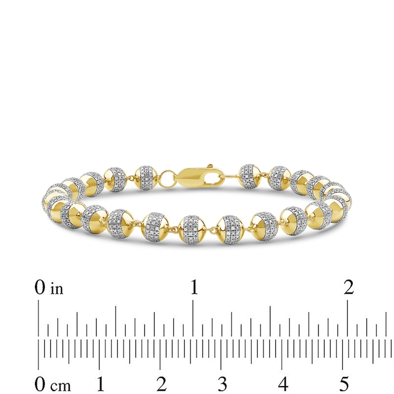 Main Image 4 of 2.00 CT. T.W. Diamond Bead Bracelet in 10K Gold - 8.5”