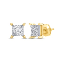 0.16 CT. T.W. Certified Lab-Created Diamond Miracle Square Frame Solitaire Stud Earrings in 10K Gold (F/SI2)