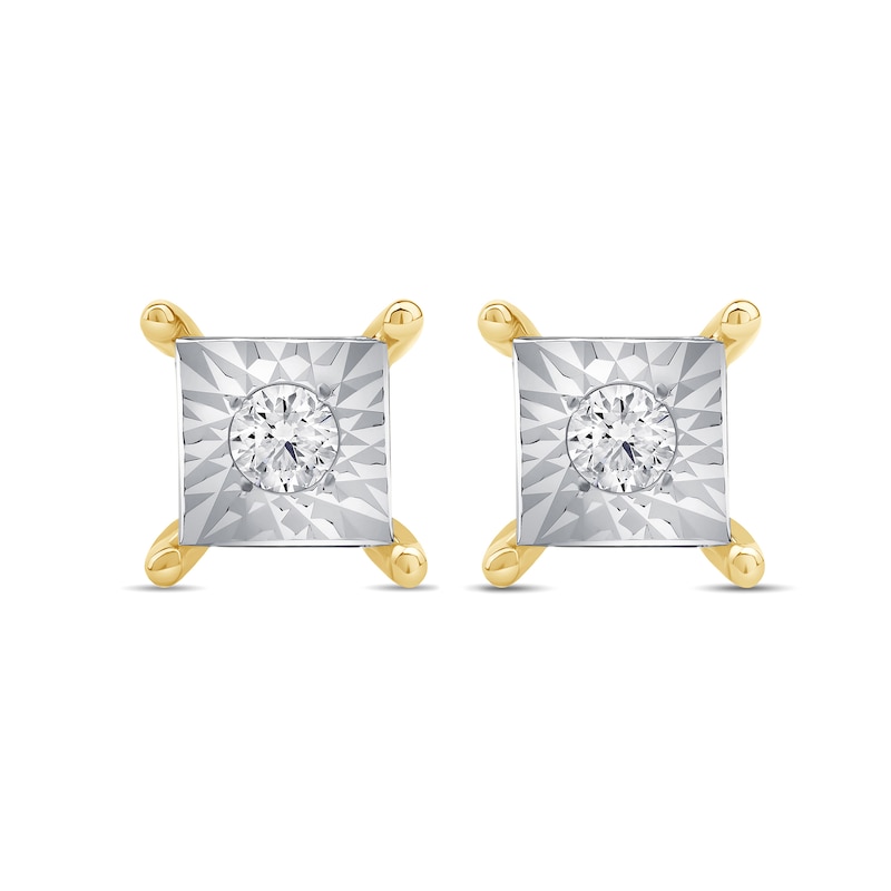 Main Image 3 of 0.16 CT. T.W. Certified Lab-Created Diamond Miracle Square Frame Solitaire Stud Earrings in 10K Gold (F/SI2)