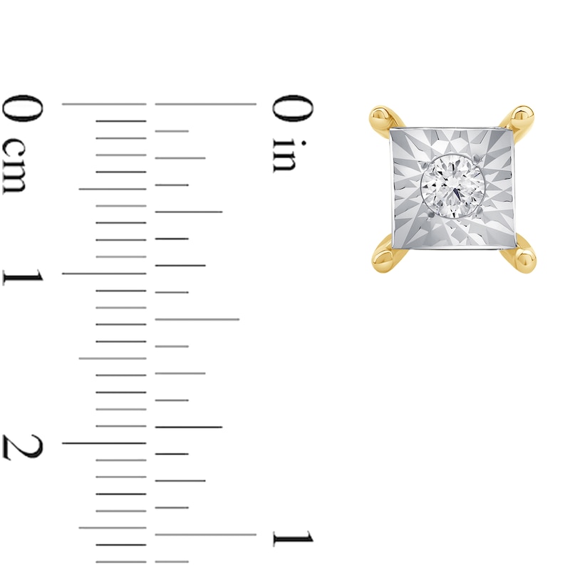 Main Image 4 of 0.16 CT. T.W. Certified Lab-Created Diamond Miracle Square Frame Solitaire Stud Earrings in 10K Gold (F/SI2)