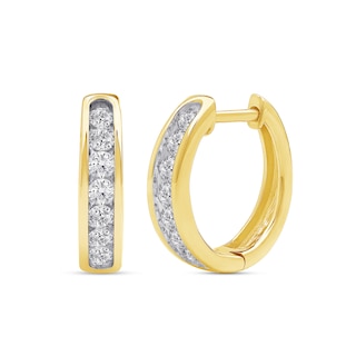 0.50 CT. T.W. Certified Lab-Created Diamond Huggie Hoop Earrings in 10K Gold (F/SI2)