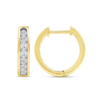 0.50 CT. T.W. Certified Lab-Created Diamond Huggie Hoop Earrings in 10K Gold (F/SI2)