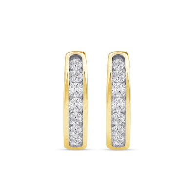 0.50 CT. T.W. Certified Lab-Created Diamond Huggie Hoop Earrings in 10K Gold (F/SI2)