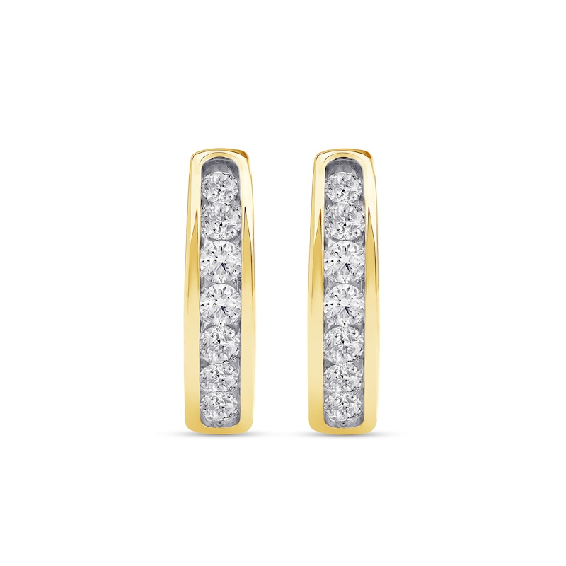 Main Image 3 of 0.50 CT. T.W. Certified Lab-Created Diamond Huggie Hoop Earrings in 10K Gold (F/SI2)