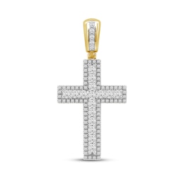 2.00 CT. T.W. Certified Lab-Created Diamond Frame Cross Necklace Charm in 10K Gold (F/SI2)