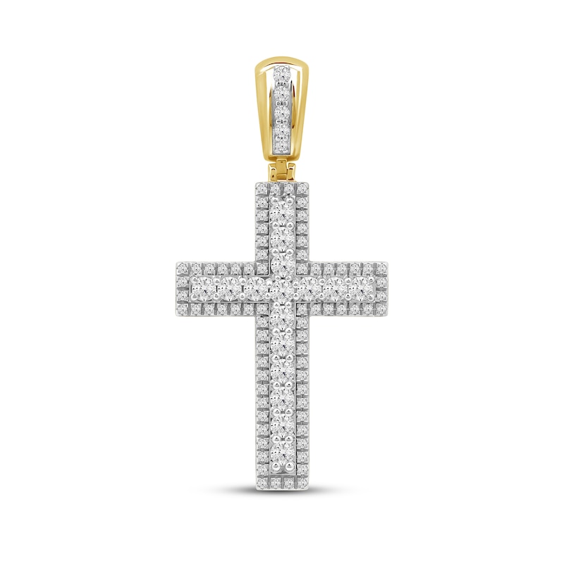 Main Image 1 of 2.00 CT. T.W. Certified Lab-Created Diamond Frame Cross Necklace Charm in 10K Gold (F/SI2)