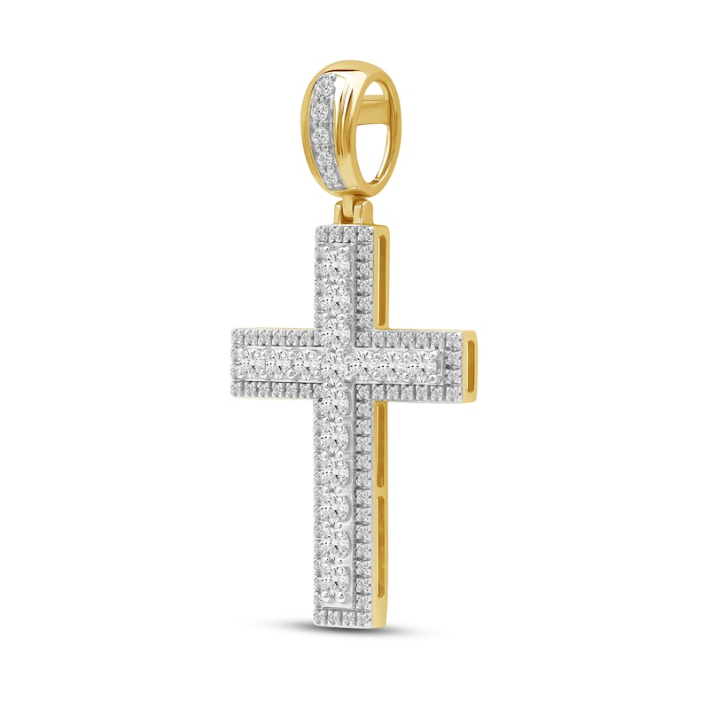 Main Image 2 of 2.00 CT. T.W. Certified Lab-Created Diamond Frame Cross Necklace Charm in 10K Gold (F/SI2)