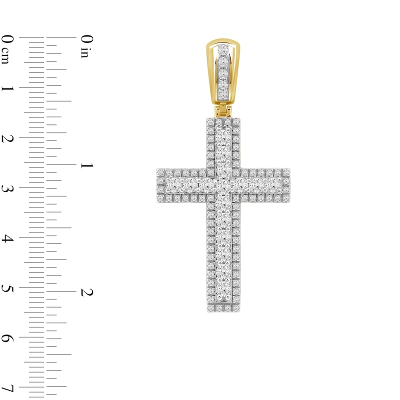 Main Image 4 of 2.00 CT. T.W. Certified Lab-Created Diamond Frame Cross Necklace Charm in 10K Gold (F/SI2)