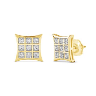 0.25 CT. T.W. Certified Lab-Created Diamond Flared Square Stud Earrings in 10K Gold (F/SI2)