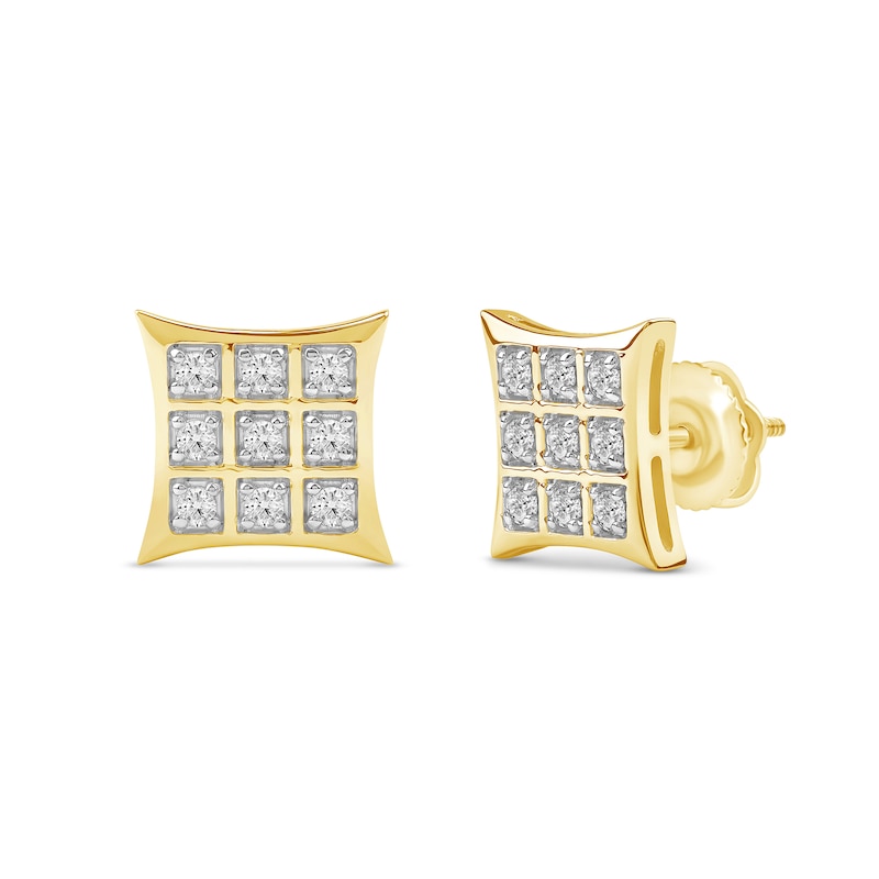 Main Image 1 of 0.25 CT. T.W. Certified Lab-Created Diamond Flared Square Stud Earrings in 10K Gold (F/SI2)