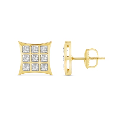 0.25 CT. T.W. Certified Lab-Created Diamond Flared Square Stud Earrings in 10K Gold (F/SI2)