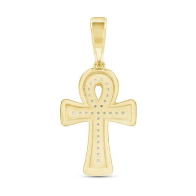 0.25 CT. T.W. Diamond Ankh Cross Necklace Charm in 10K Gold