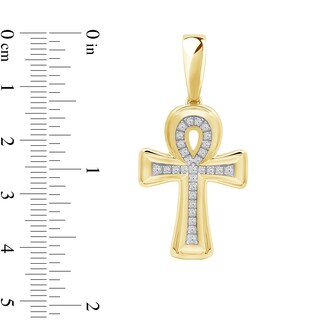 0.25 CT. T.W. Diamond Ankh Cross Necklace Charm in 10K Gold