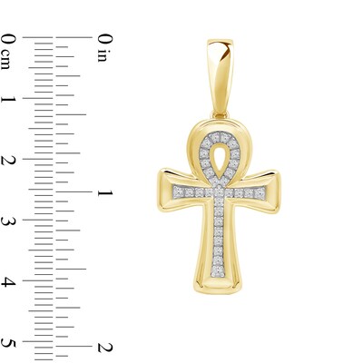 0.25 CT. T.W. Diamond Ankh Cross Necklace Charm in 10K Gold